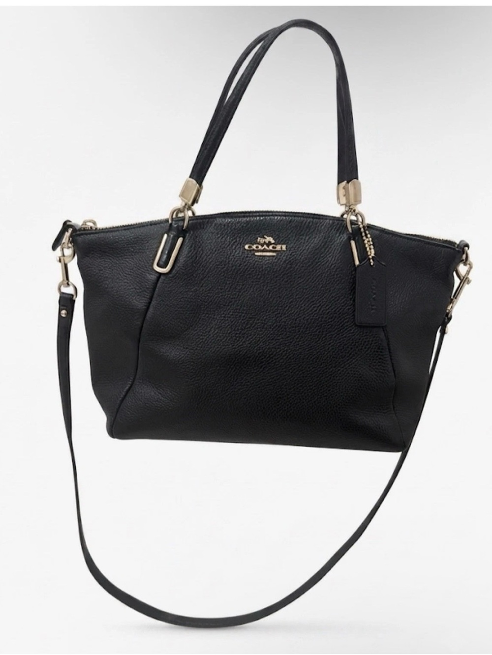 Coach Black Pebbled Leather Satchel with Detachable Crossbody Strap